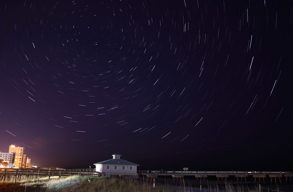 star trails over jacksonville beach florida