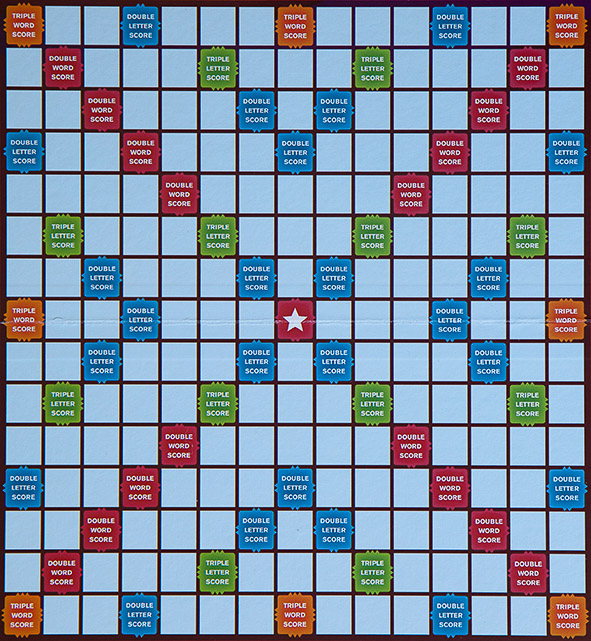 An empty 15x15 Scrabble Board