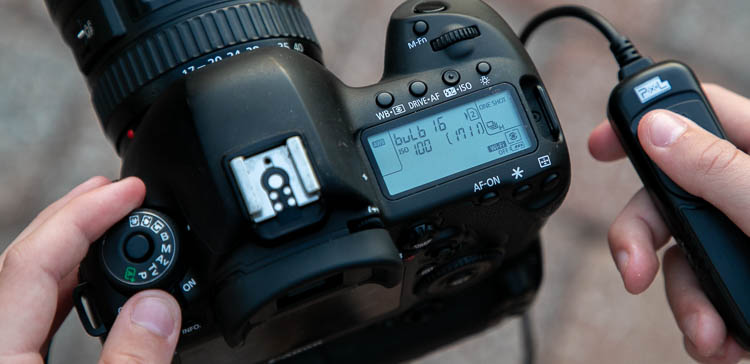 A camera set to bulb mode