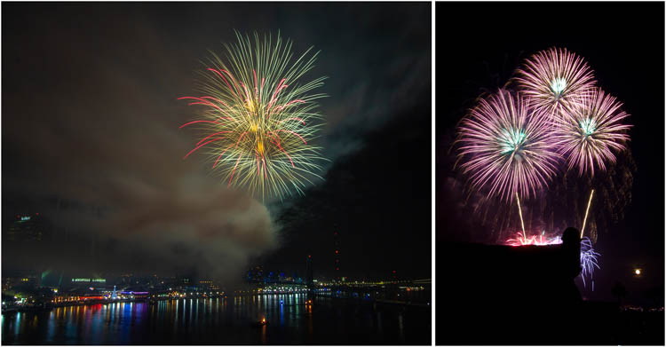 Examples of poor preparation in photographing fireworks