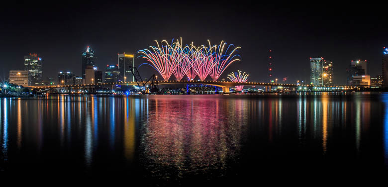 New Years Eve Fireworks over Jacksonville, Florida 